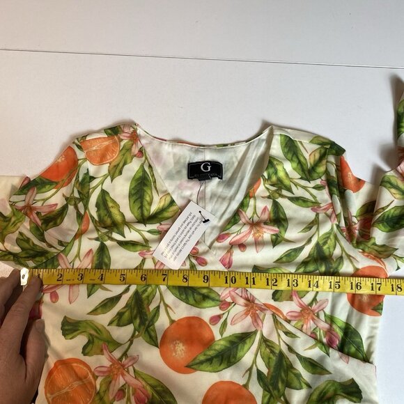 G by Giuliana Womens Dress Faux Wrap Midi Orange Floral Print Ruffle Sz S NWT - Picture 7 of 8